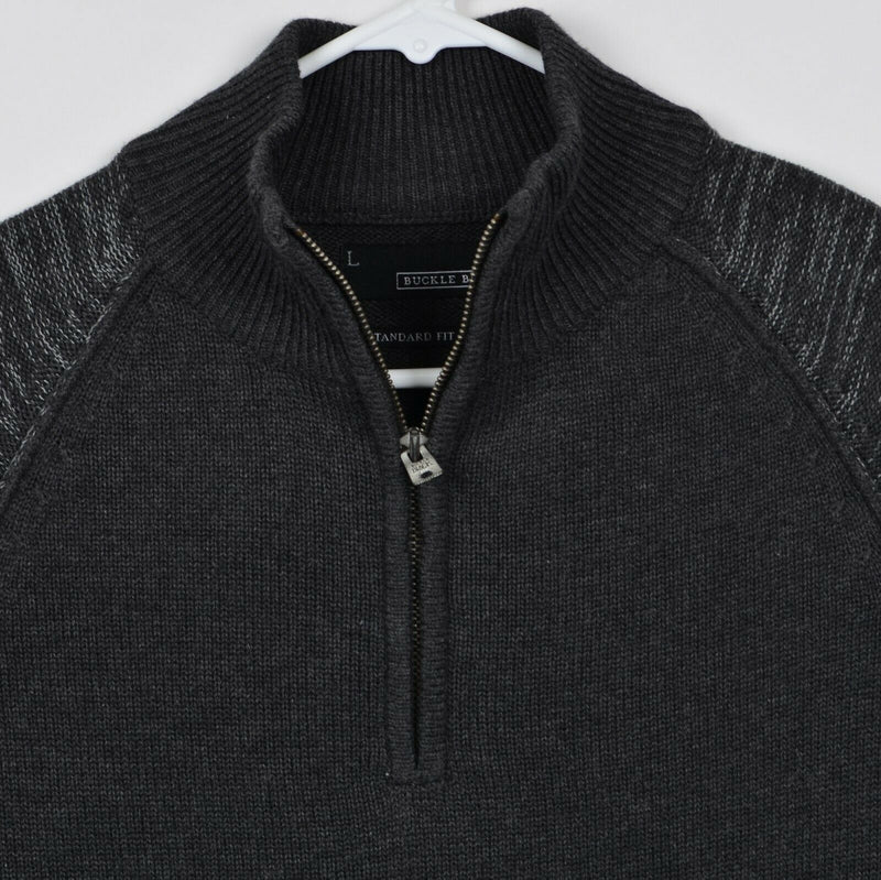 Buckle Black Men's Sz Large Standard Fit Gray 1/4 Zip Pullover Sweater