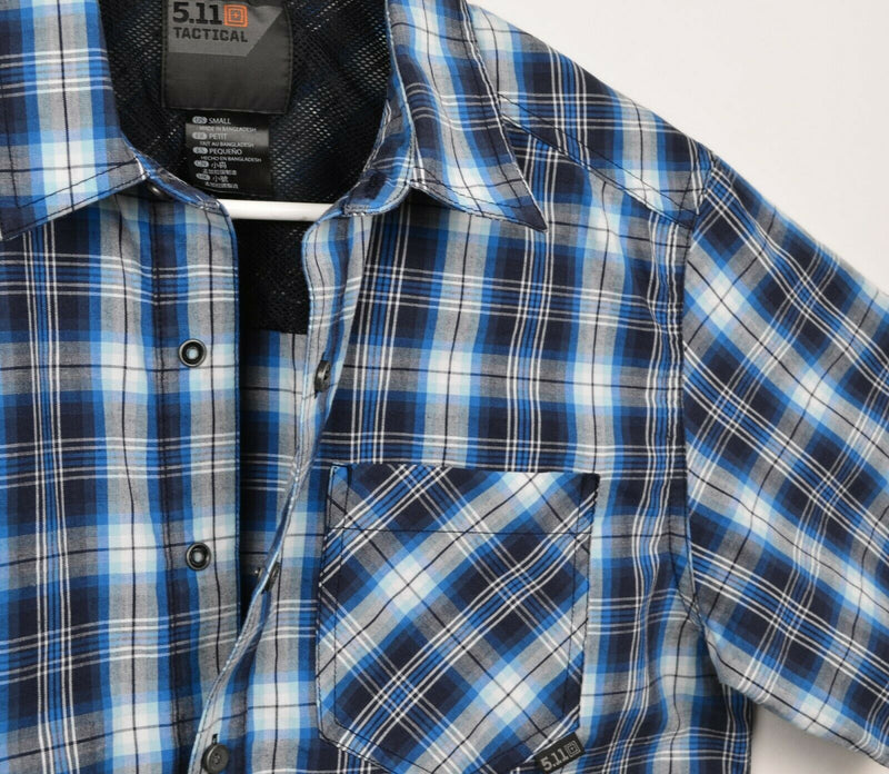 5.11 Tactical Series Men's Small Snap-Front Blue Plaid Conceal Carry Shirt