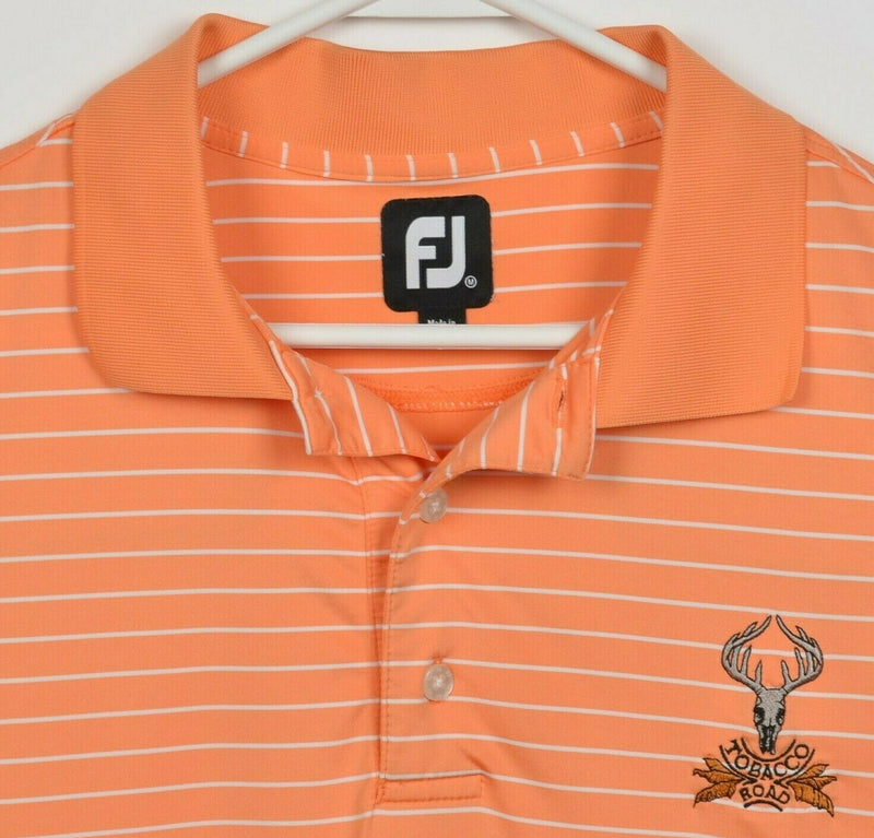 FootJoy Men's Medium Orange Striped FJ Golf Wicking Performance Polo Shirt