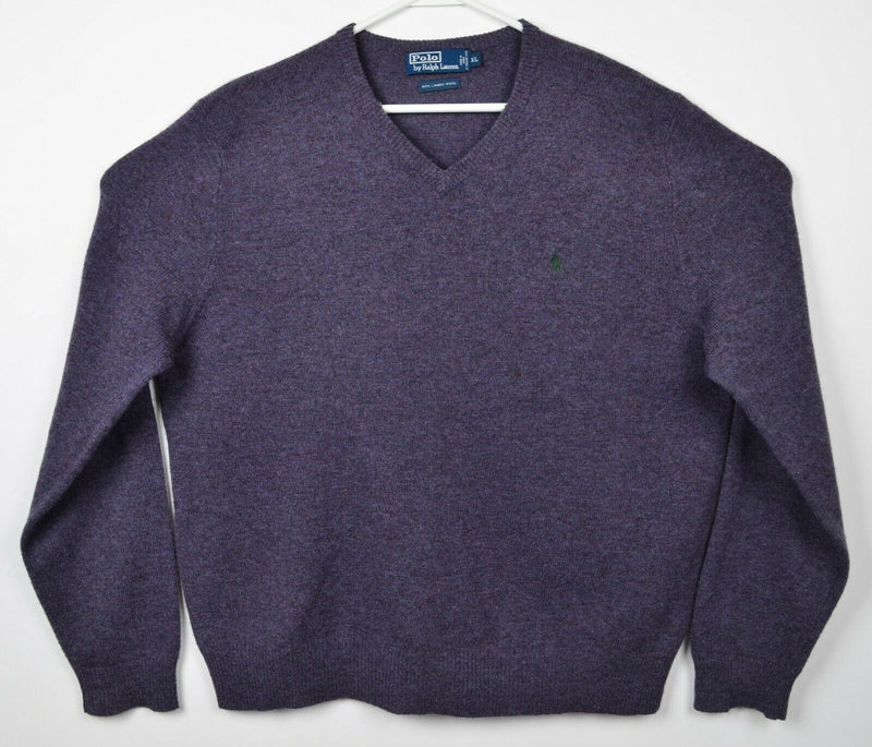 Polo Ralph Lauren Men's XL 100% Lambswool V-Neck Purple Pullover Sweater