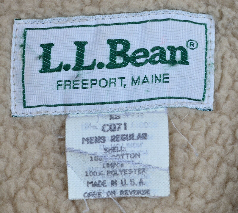 Vintage 80s LL Bean Men's XS Sherpa Lined Snap-Front Yellow Canvas Vest