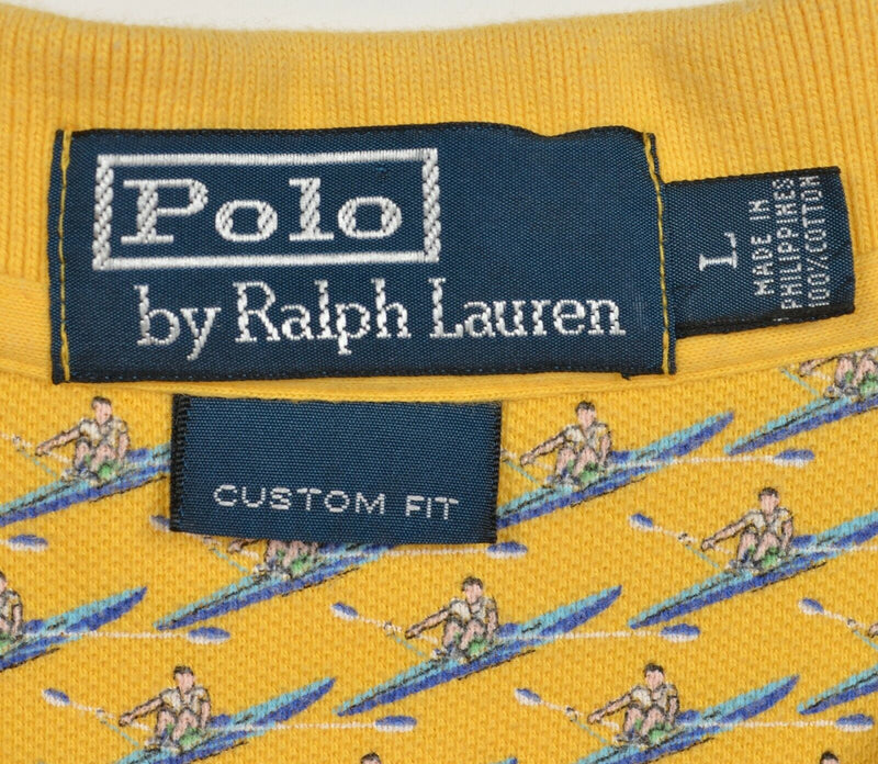 Polo Ralph Lauren Men's Large Rowing Man Pattern Golden Yellow S/S Polo Shirt