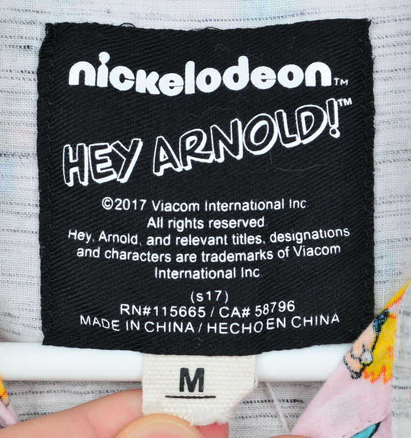 Hey Arnold! Men's Sz Medium Pink Nickelodeon Gerald Squad Button-Front Shirt