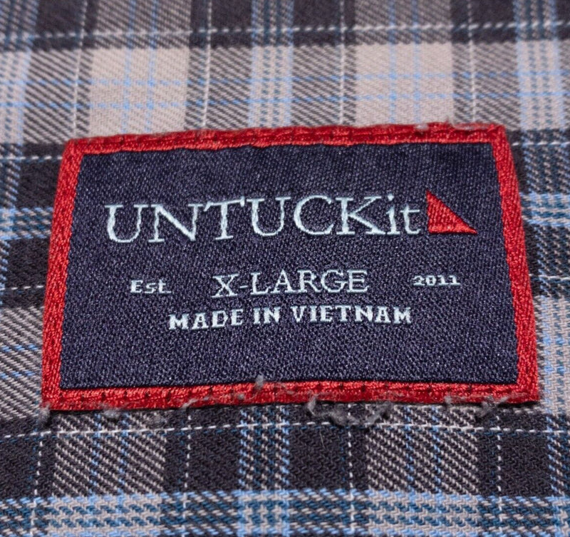 UNTUCKit Shirt Men's XL Long Sleeve Button-Down Plaid Gray Blue Casual