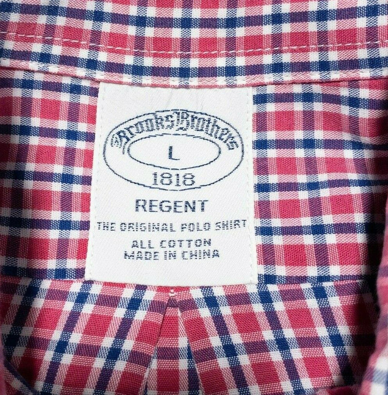 Brooks Brothers Shirt Large Regent Button-Down Red Blue Check Long Sleeve Men's