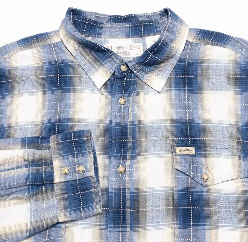 Levi's Pearl Snap Shirt 2XL Vintage Fit Men's Western Rockabilly Blue Signatures