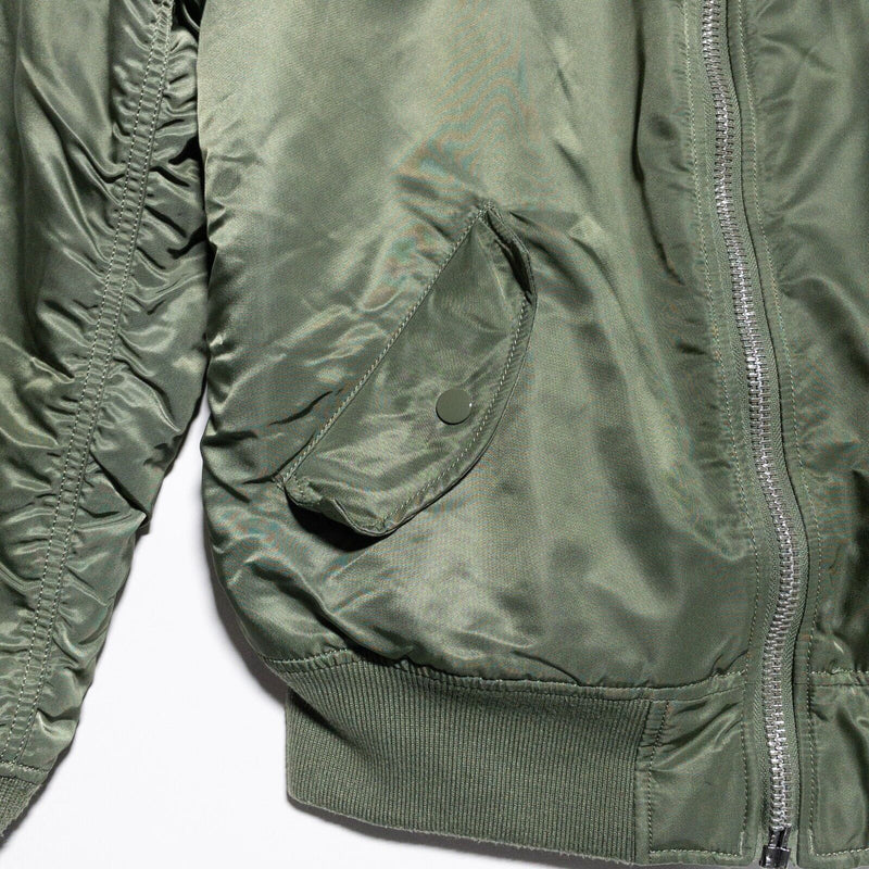 Alpha Industries Bomber Jacket Men's Medium MA-1 USAF Flight Style Green Zip