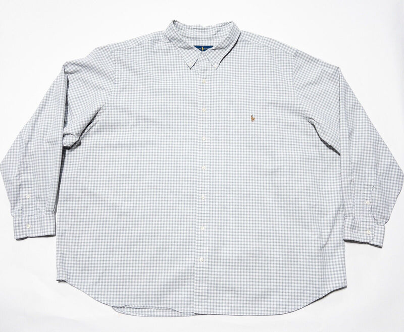 Polo Ralph Lauren 4XB Long Sleeve Men's Shirt Gray Check Button-Down Pony