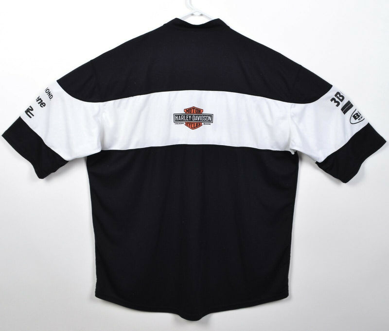 Harley-Davidson Men's XL? Racing Black White Striped 1/4 Zip Snap Pullover Shirt