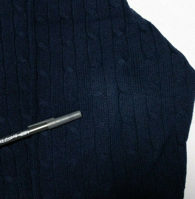 Lacoste Cable-Knit Sweater Wool Blend Crewneck Navy Blue Alligator Men's 8 (3XL)