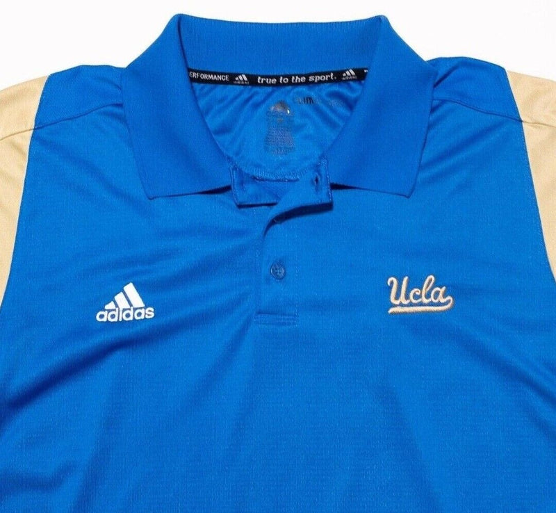 UCLA Bruins Adidas Shirt XL Men's Polo Blue Gold Wicking ClimaCool Stretch