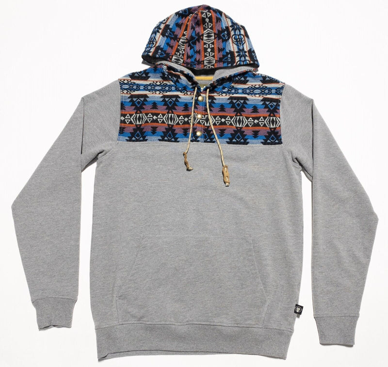 Howler Brothers Hoodie Men's Small Pullover Aztec Gray 1/4 Snap Sweatshirt