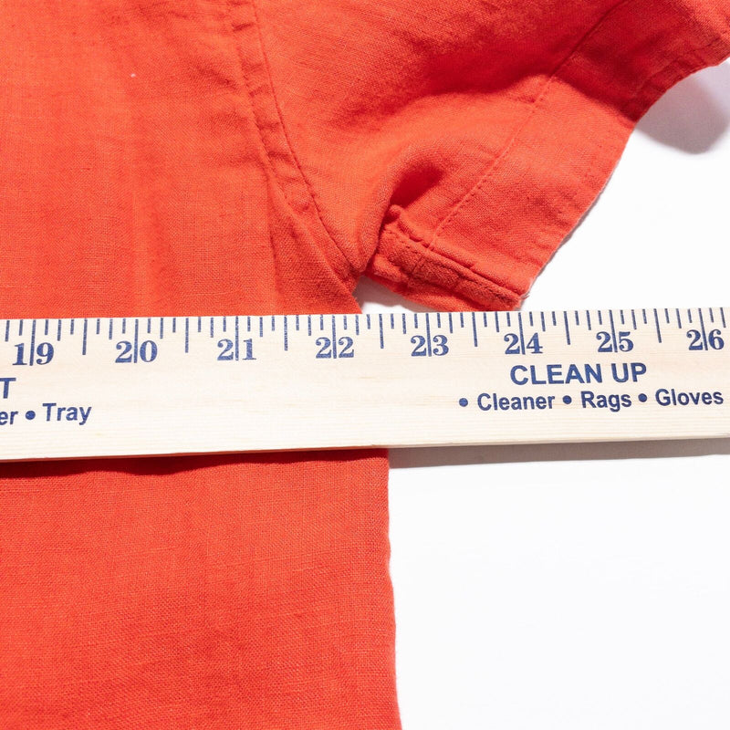 Armani Exchange Linen Pearl Snap Shirt Men's Large Solid Orange Short Sleeve