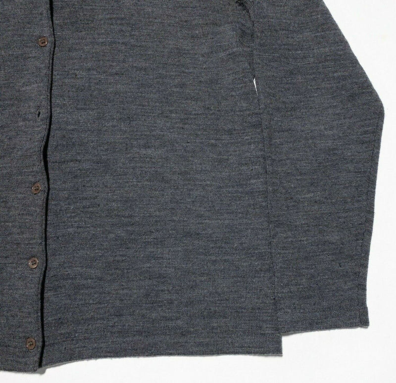 Brooks Brothers Sweater Women's Large Merino Wool Cardigan Gray Collared Button