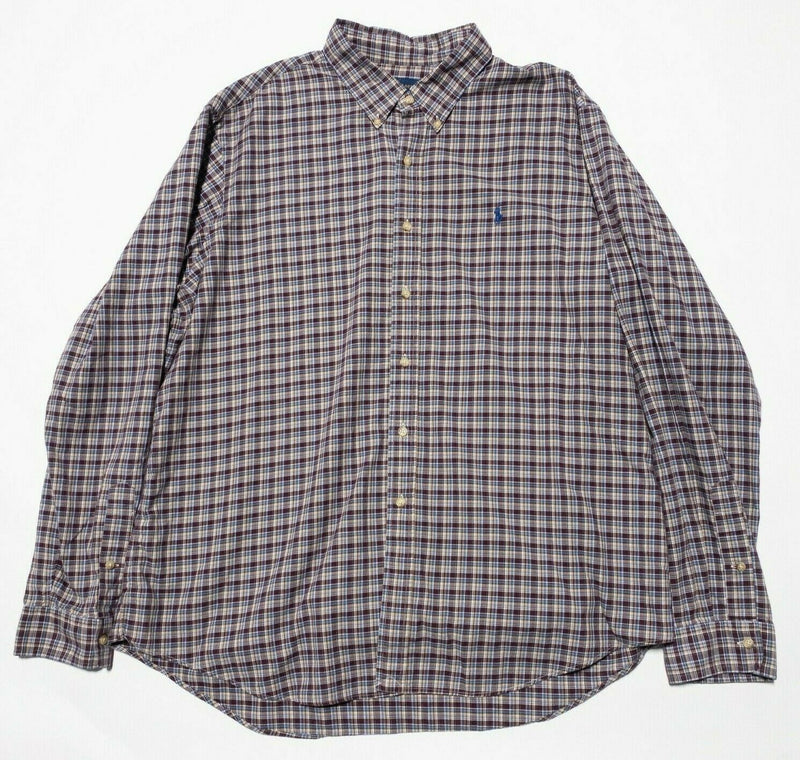 Polo Ralph Lauren Men's 2XL Brown Plaid Long Sleeve Button-Down Shirt