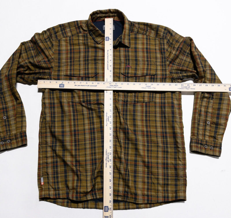 Simms Fishing Shirt Men's Large Thermal Lined Flannel Long Sleeve Plaid Brown