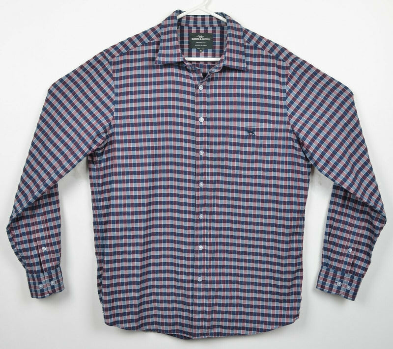 Rodd & Gunn Men's Medium Original Fit Blue Red Plaid Check Button-Front Shirt