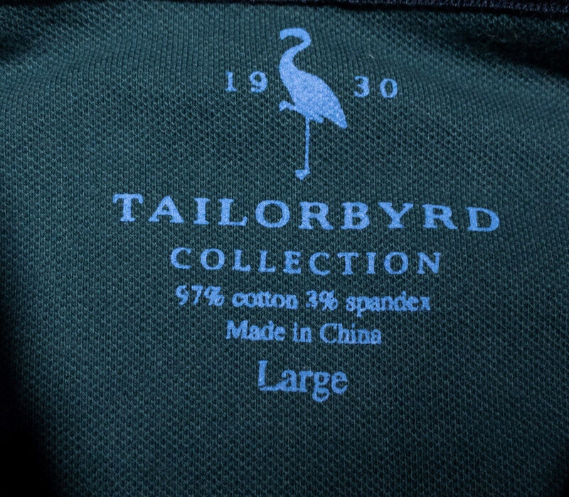 Tailorbyrd Polo Large Men's Shirt Solid Green Cotton Spandex Blend Short Sleeve