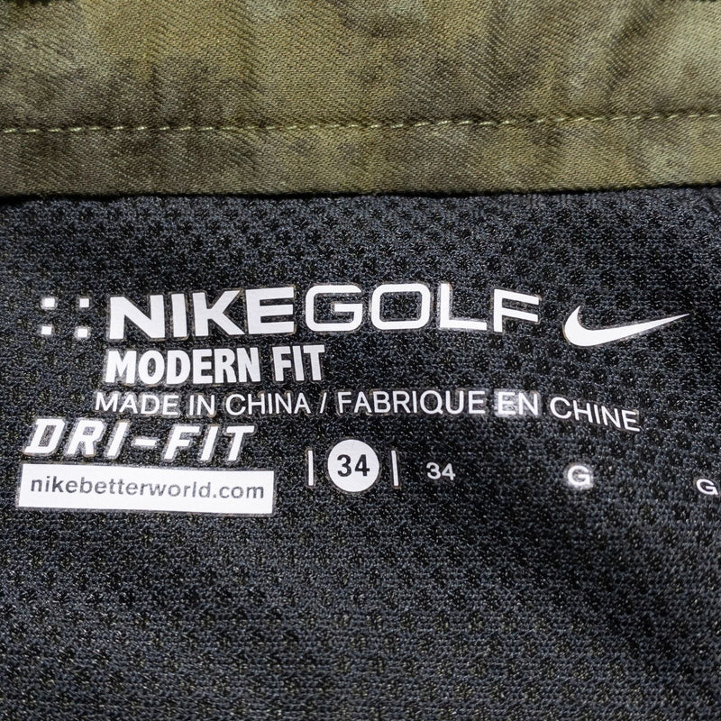 Nike Golf Camo Shorts Men's 34 Modern Fit Green Wicking Stretch Dri-Fit
