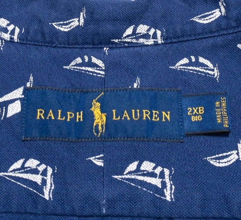 Polo Ralph Lauren 2XB Shirt Men's Sailboat Print Blue Big & Tall Button-Down