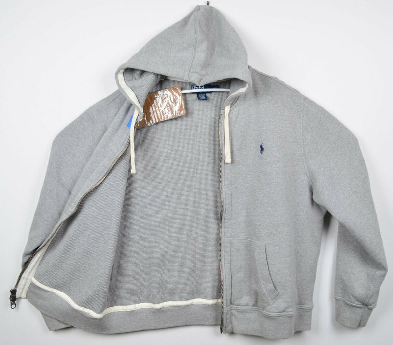 Polo Ralph Lauren Men's 2XL Gray Fleece Lined Pony Full Zip Sweatshirt Hoodie