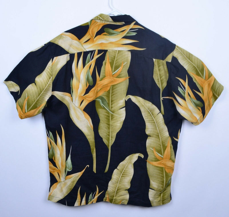 Tommy Bahama Men's Sz Medium 100% Linen Floral Palm Tree Aloha Hawaiian Shirt