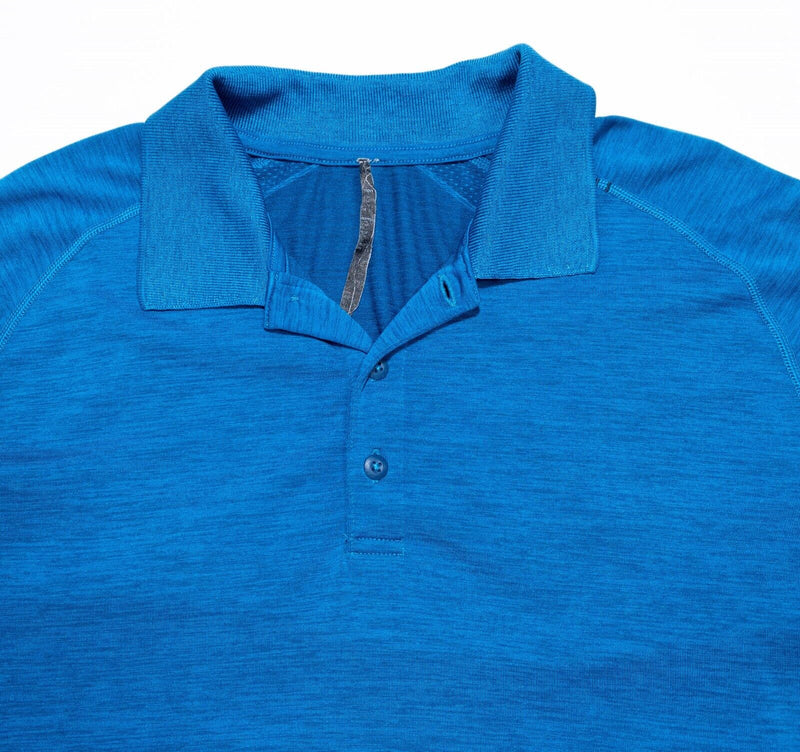 Lululemon Polo Large Men's Metal Vent Tech Blue Wicking Stretch Athleisure Yoga