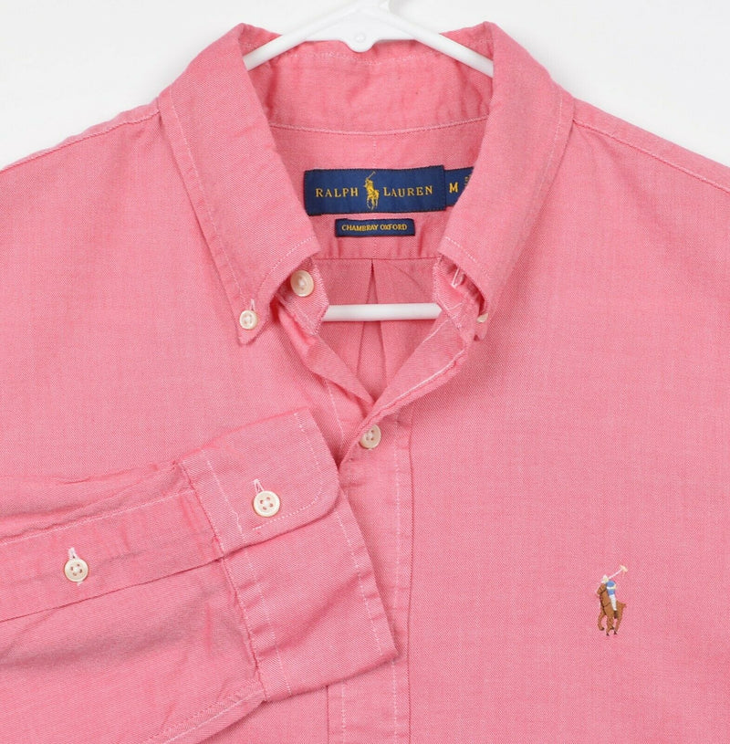 Polo Ralph Lauren Men's Sz Medium Pink Chambray Oxford Button-Down Shirt