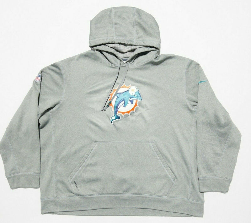Miami Dolphins Men's 3XL NFL On Field Gray Nike Therma-Fit Hoodie Sweatshirt
