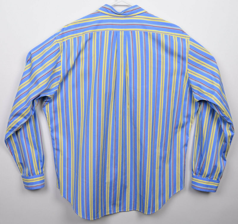 Polo Ralph Lauren Men's XL Classic Fit Blue Yellow Striped Button-Down Shirt