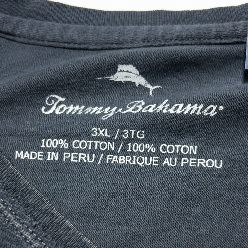 Tommy Bahama Kahuna V-Neck T-Shirt Men's 3XL Gray Garment Dyed Faded Vee T-Shirt