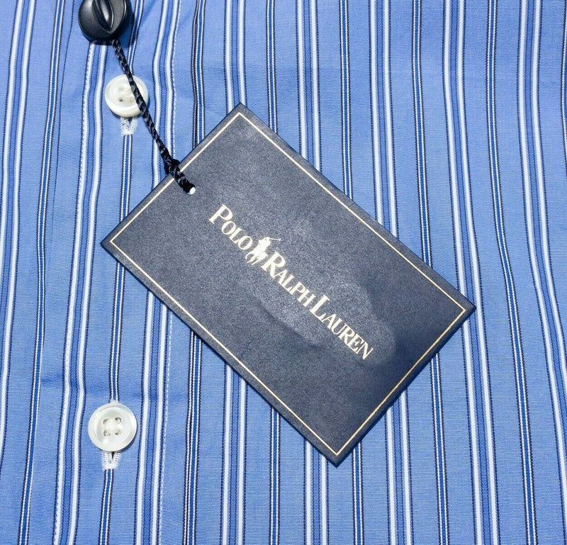 Polo Ralph Lauren Shirt Men's 2XL Classic Fit Stanton Blue Striped Dress Casual
