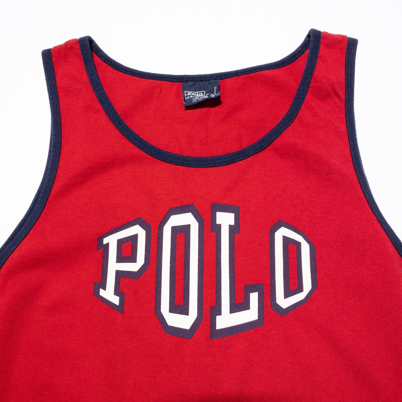 Vintage Polo Ralph Lauren Tank Top Men's XL Spell Out Red 90s Made in USA '67