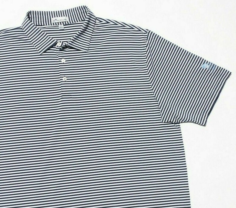 Peter Millar 2XL Competition Stripe Performance Polo Men's Blue Striped Wicking