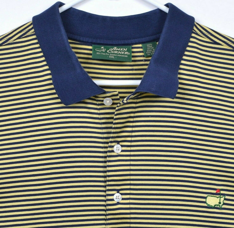 Amen Corner Masters Golf Men's 2XL Yellow Navy Blue Augusta Golf Polo Shirt
