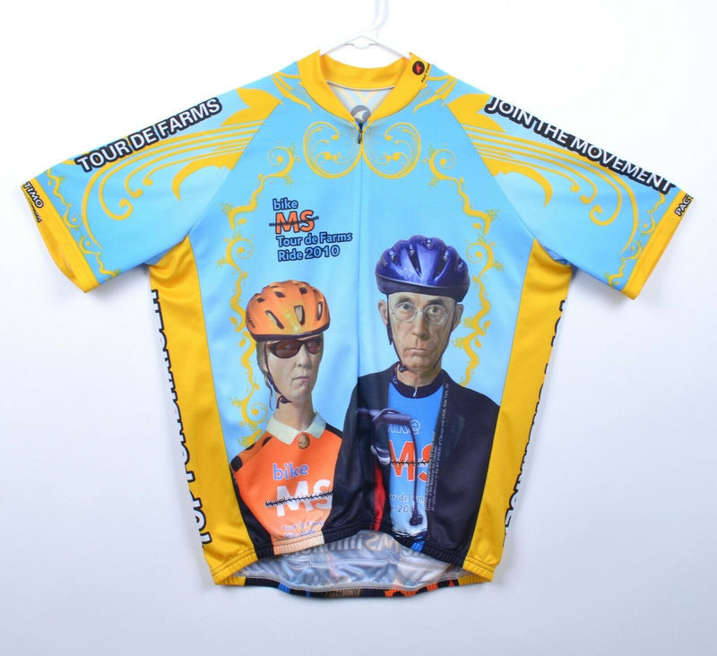 Bike MS Men's Sz Large American Gothic Illinois Farms Pactimo Cycling Jersey