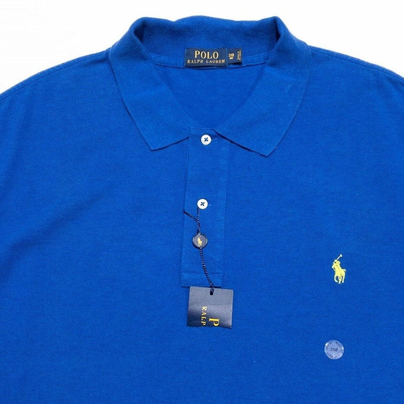 Polo Ralph Lauren 2XB Men's Polo Shirt Solid Blue Classic Pony Big & Tall 2XL