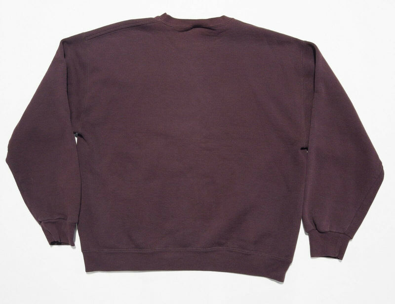 Vintage Russell Athletic Men's Large Solid Burgundy Purple 90s USA Sweatshirt