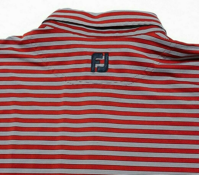 FootJoy Golf Polo XL Men's Wicking Performance Red Gray Striped Short Sleeve