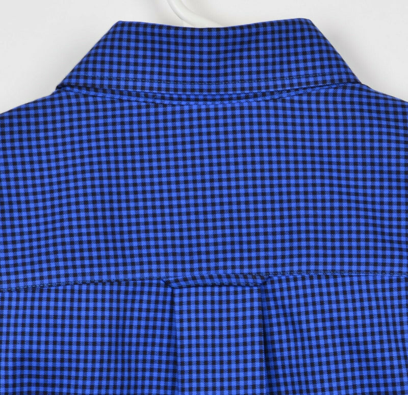 Orvis Men's Medium Wrinkle Free Buffalo Check Blue Black Button-Down Shirt