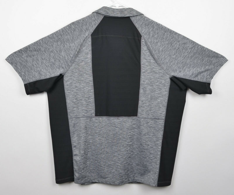 Duluth Trading Co Men's XL Heather Gray Black Mesh Zip Collar Polo Shirt