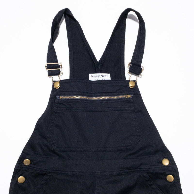 American Apparel Overalls Women's Small Jet Black Pockets Jeans USA Made Bib