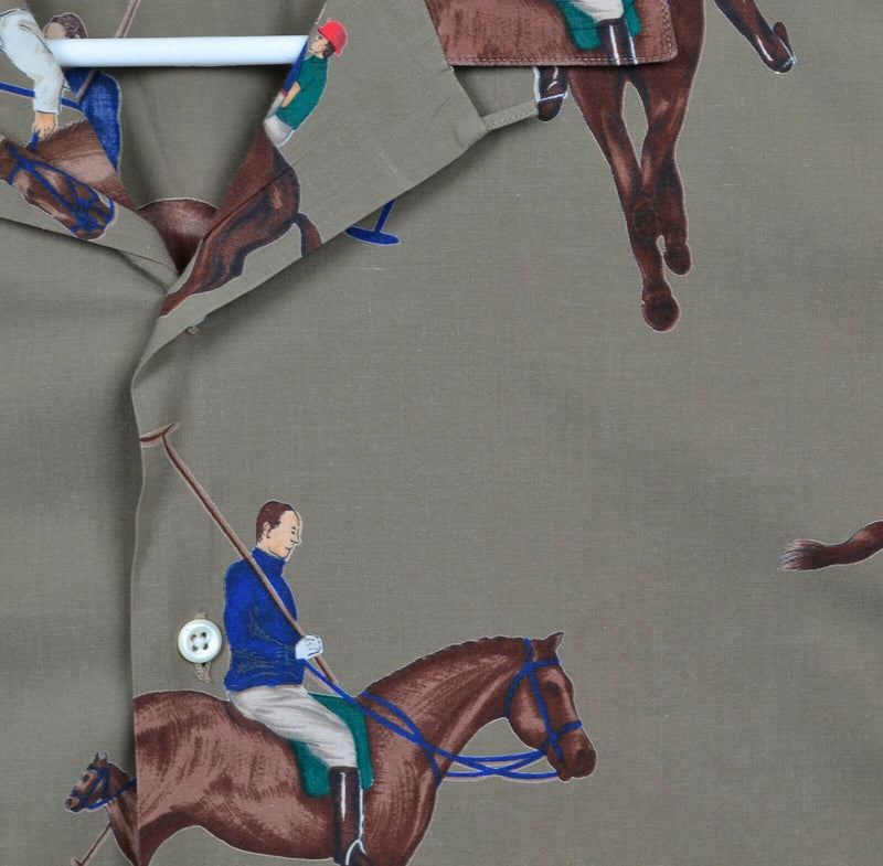 Vintage 80s Polo Ralph Lauren Men Medium Horses Polo Graphic Button-Front Shirt