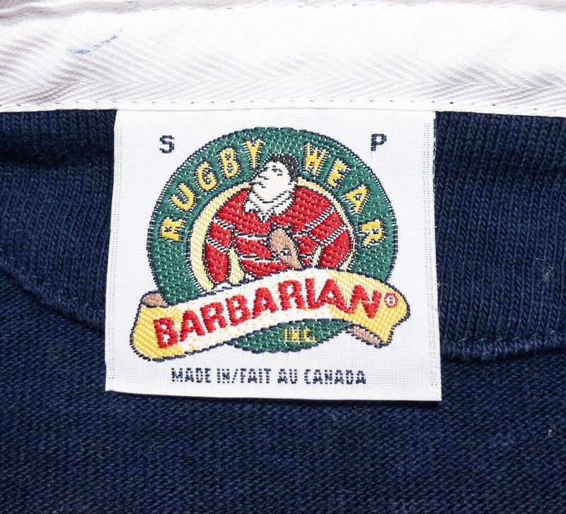 Barbarian Rugby Shirt Small Men's Long Sleeve Orange Navy Blue Striped Vintage