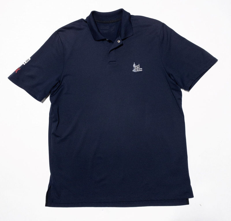 RLX Ralph Lauren Golf Polo Men's Large Navy Blue Snap Collar Wicking Stretch