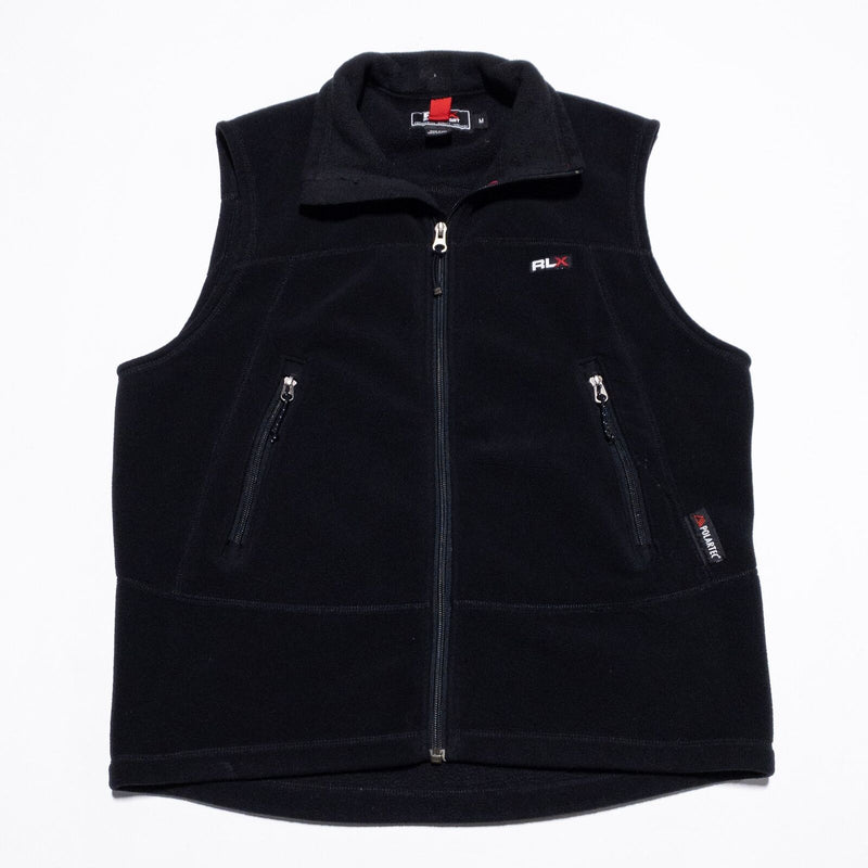 RLX Polo Sport Fleece Vest Men's Medium Ralph Lauren Vintage 90s Black Polartec