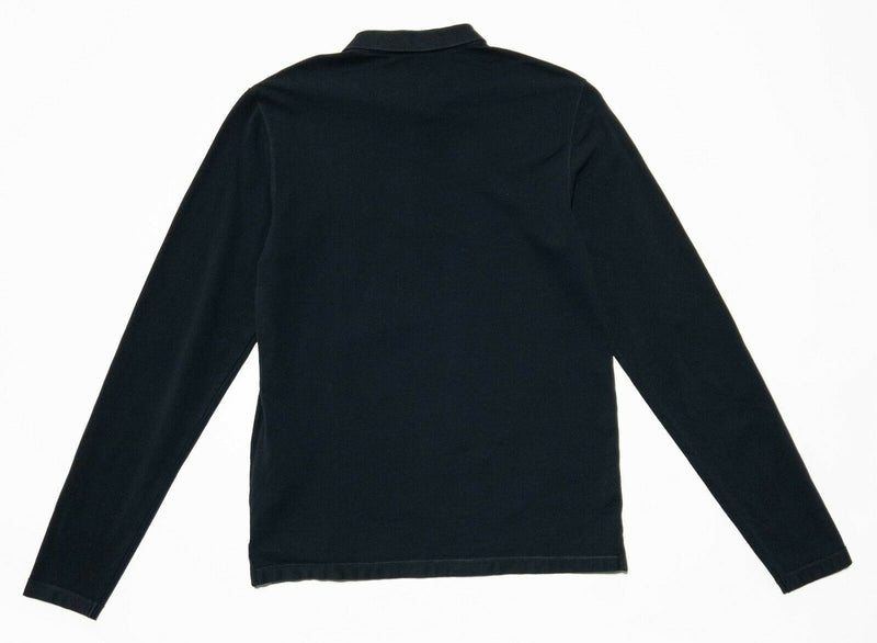 AllSaints Form LS Polo Black Ramskull Logo Long Sleeve Men's Medium