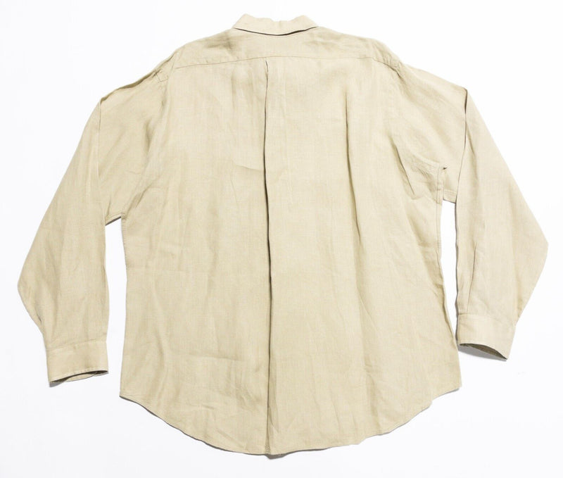 Polo Ralph Lauren Linen Shirt Men's XL Classic Fit Beige Long Sleeve Button-Down