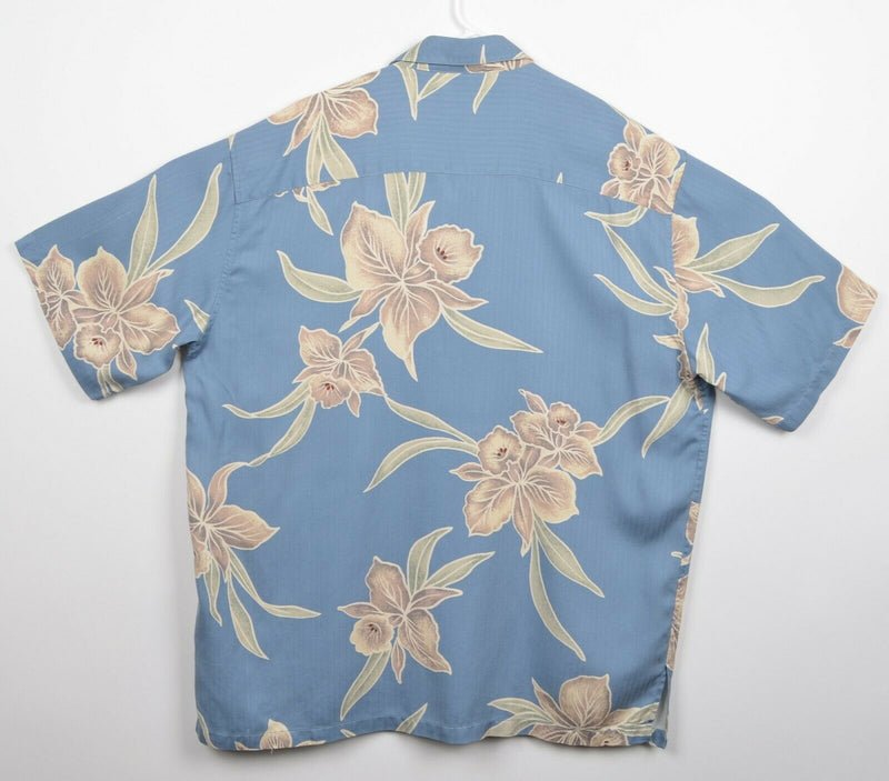 Tori Richard Men's Sz XL 100% Silk Blue Floral Hawaiian Aloha Shirt