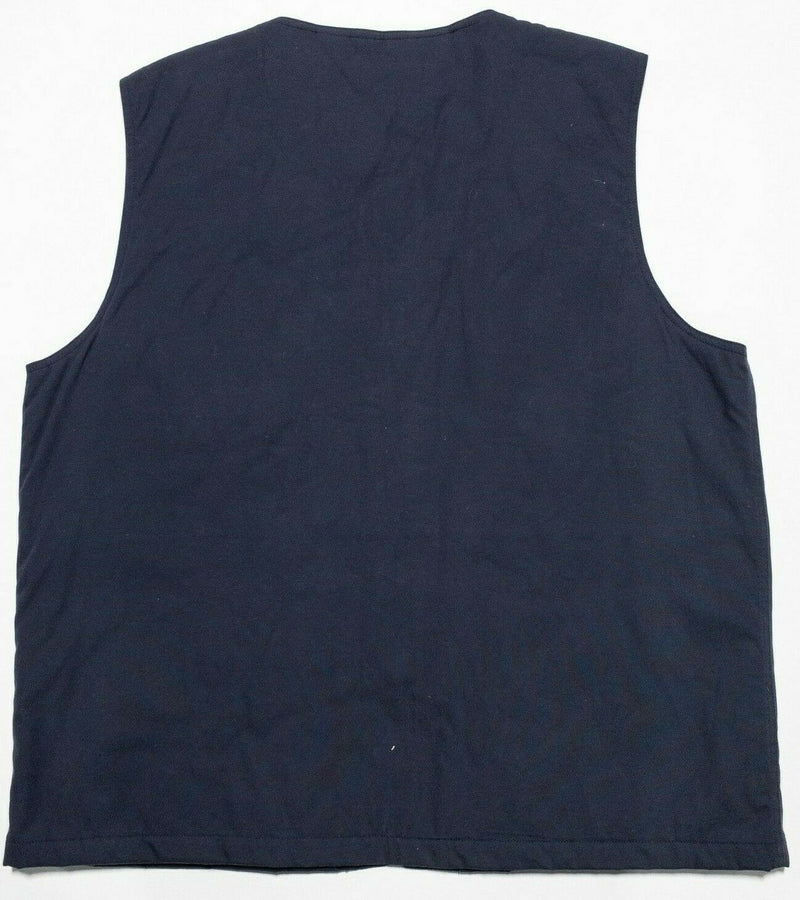 Adirondack by Saville Row Men's XL Snap-Front Flannel Lined Navy Blue Vest